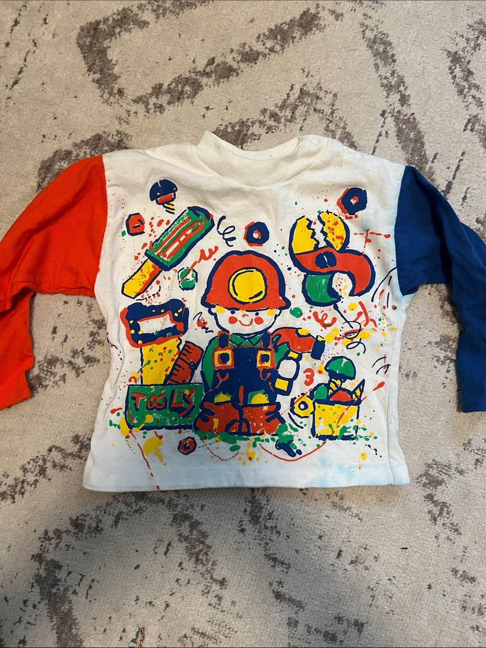 Vintage Made in the USA 12m kids tools colorblock shirt